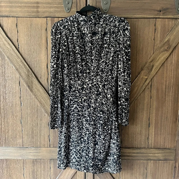 ba&sh Acia Printed Metallic Fil Coupé Georgette Mini Dress Size 2 - Picture 5 of 12